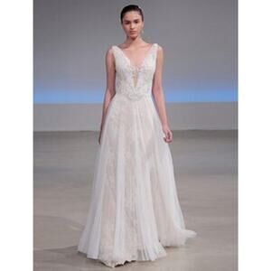 ISABELLE ARMSTRONG Willow Sleeveless V Neck Aline Beading Lace Wedding Dress 10